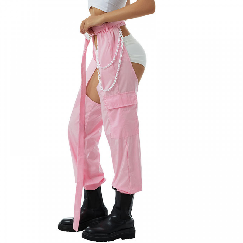 Women Fashion Pants High Rise Sweatpants Reflective Sexy Trousers