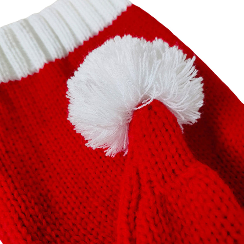 2 Size Winter Adult Kids Red Warm Knitted Hat Christmas Decoration