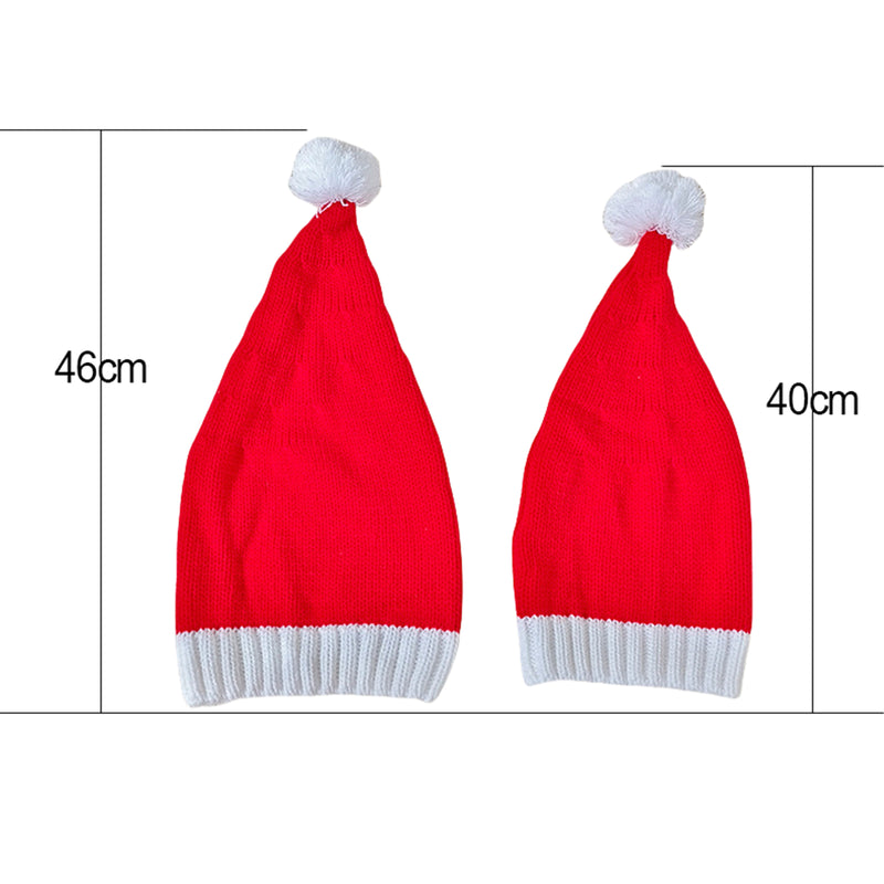 2 Size Winter Adult Kids Red Warm Knitted Hat Christmas Decoration