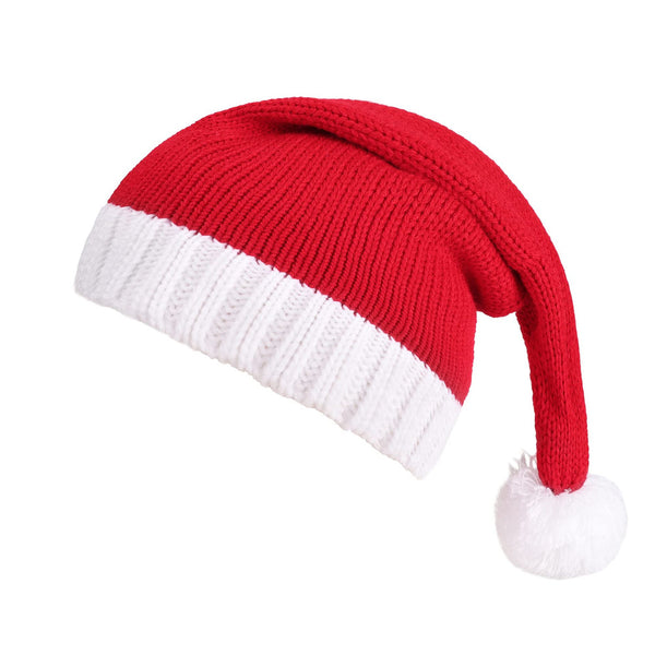 2 Size Winter Adult Kids Red Warm Knitted Hat Christmas Decoration