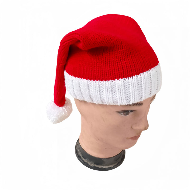 2 Size Winter Adult Kids Red Warm Knitted Hat Christmas Decoration