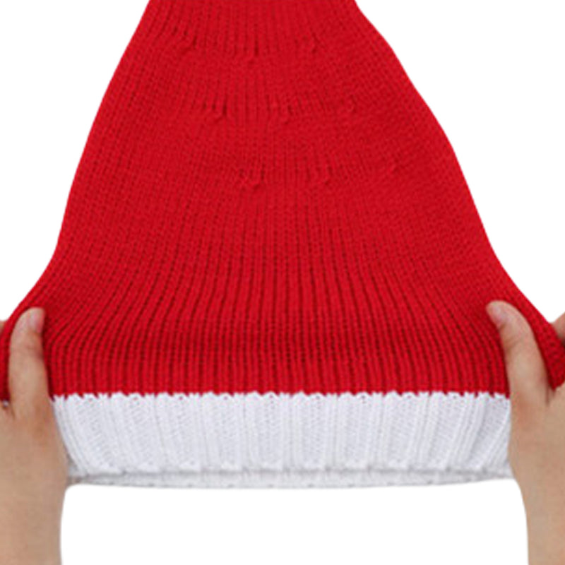 2 Size Winter Adult Kids Red Warm Knitted Hat Christmas Decoration