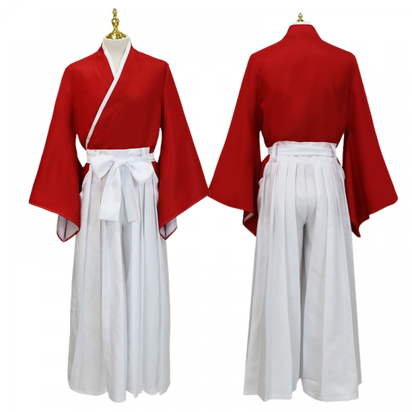 Anime Himura Kenshin Cosplay Costume Red Top White Culotte