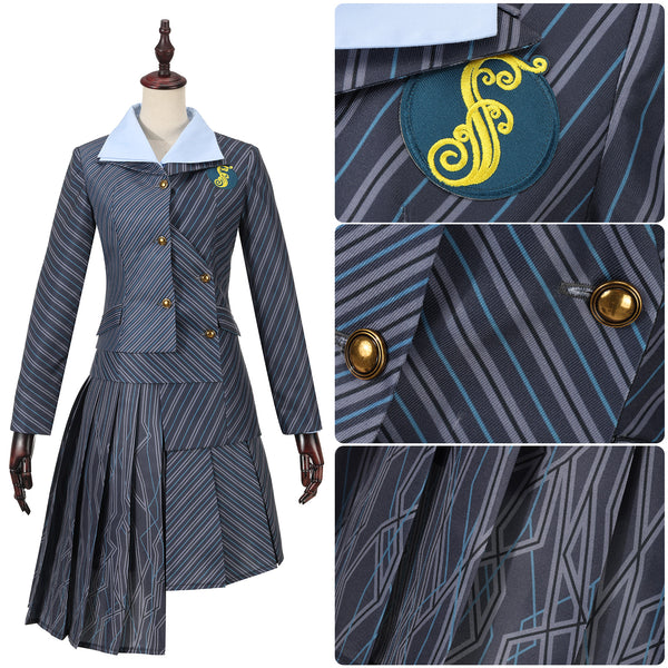 Movie Wicked ShenShen Cosplay Costume Gray Striped Uniform Skirt