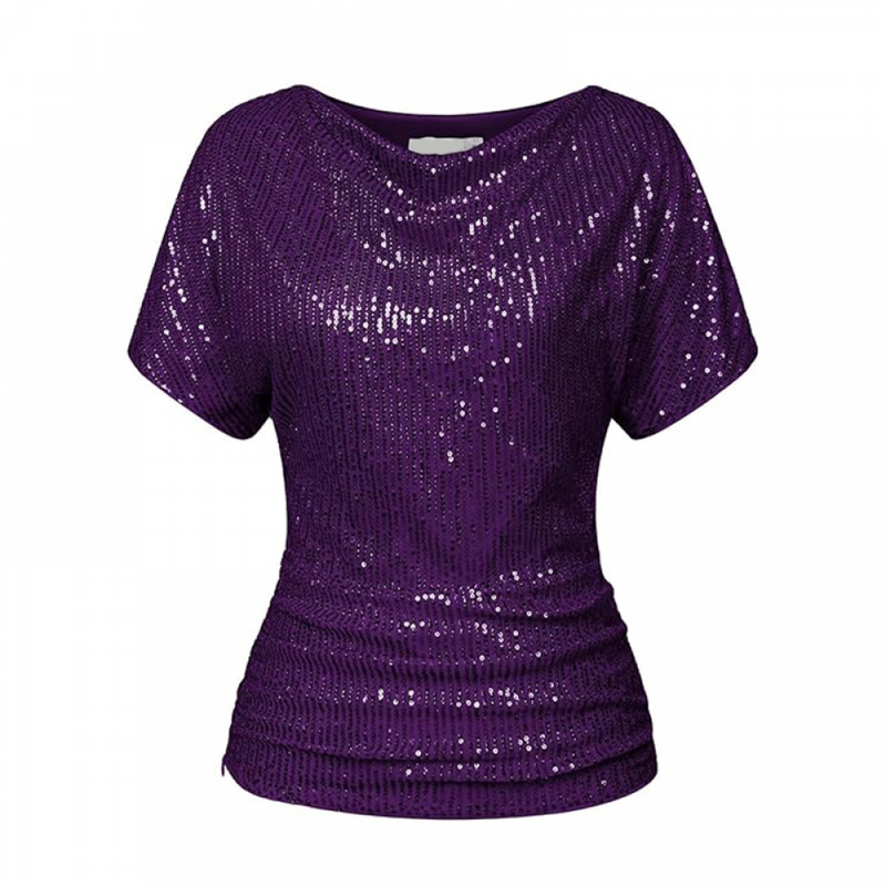 8 kinds Female Sparkly Club Cocktail Party Tops Glitter Sequin Shirts