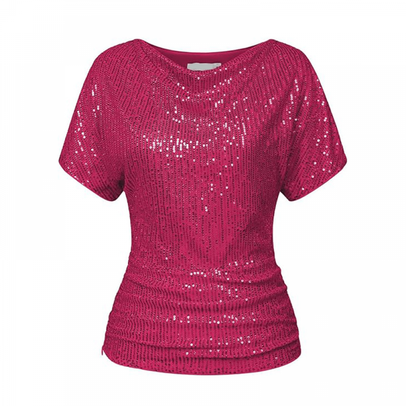 8 kinds Female Sparkly Club Cocktail Party Tops Glitter Sequin Shirts