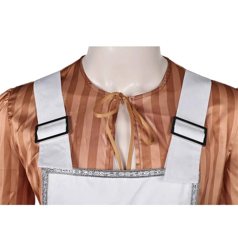 ABBA Band Men Cosplay Costume Brown Striped Top White Overall