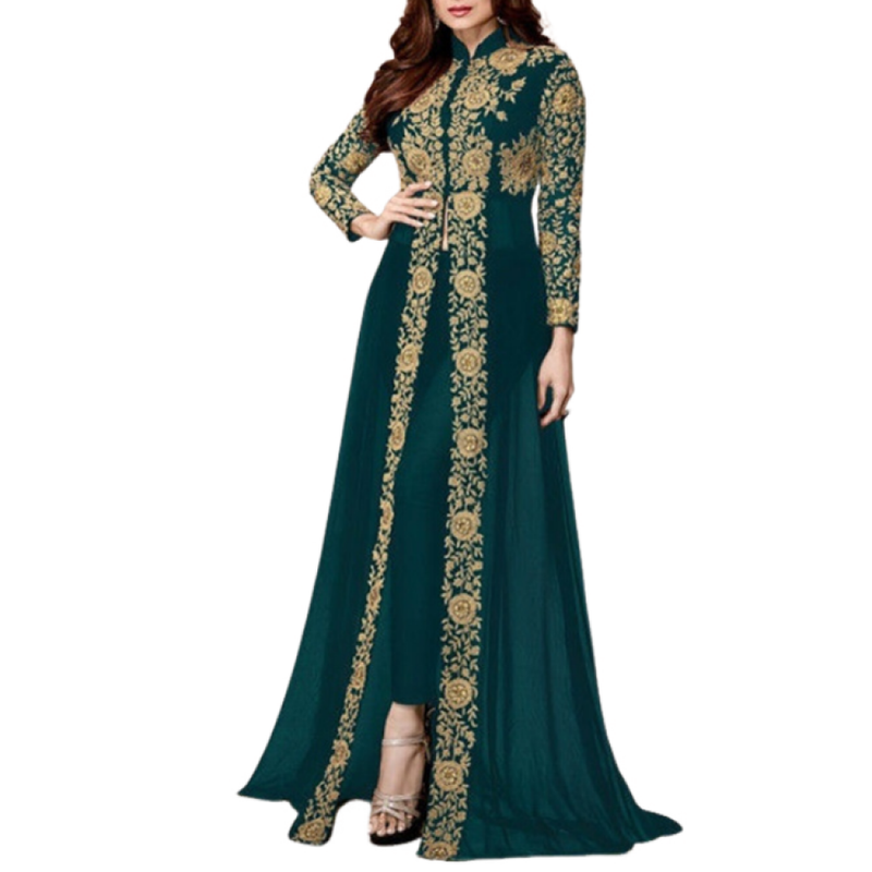 Abaya Dress Muslim Dubai Sadui Moroccan Kaftan Embroidered Gown