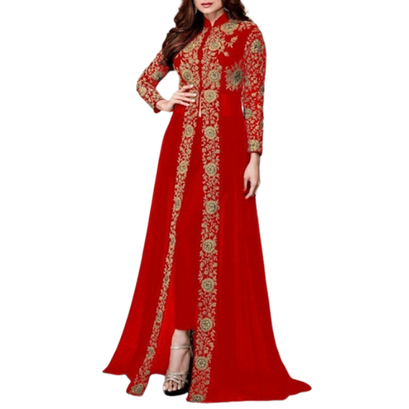 Abaya Dress Muslim Dubai Sadui Moroccan Kaftan Embroidered Gown