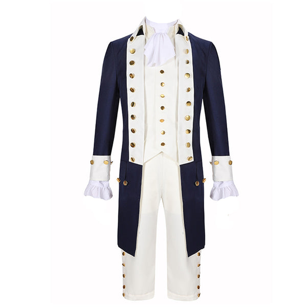 Musical Opera Hamilton Cosplay Costume Medieval Men Blue/White Uniform