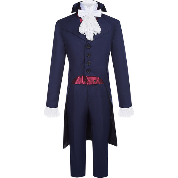 Hamilton Musical Aaron Burr Cosplay Costume Dark Blue Uniform Medieval Outfit