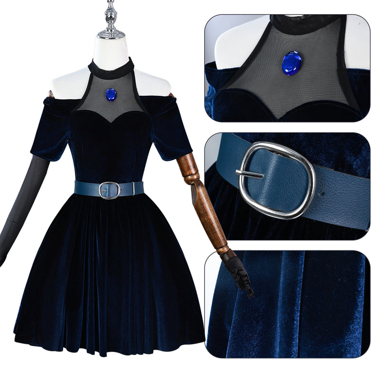 Alien Stage Mizi Cosplay Costume Women Blue Velvet Dress