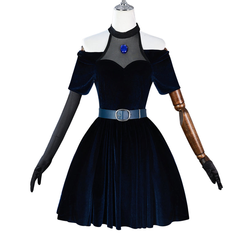 Alien Stage Mizi Cosplay Costume Women Blue Velvet Dress