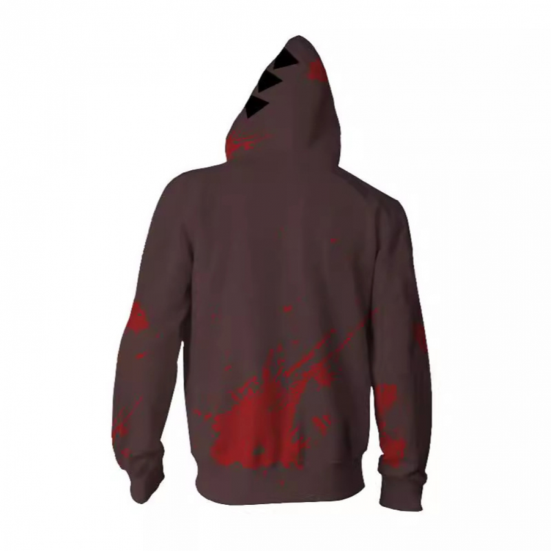 Anime Angels of Death Zack Cosplay Costume Printed Zipper Hoodie