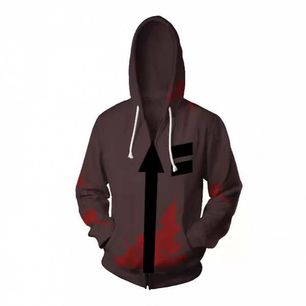 Anime Angels of Death Zack Cosplay Costume Printed Zipper Hoodie