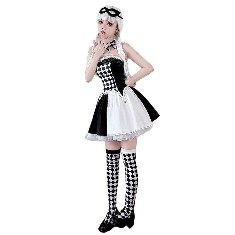 Anime Circus Clown Lolita Costumes Women Plaid Lolita Dress