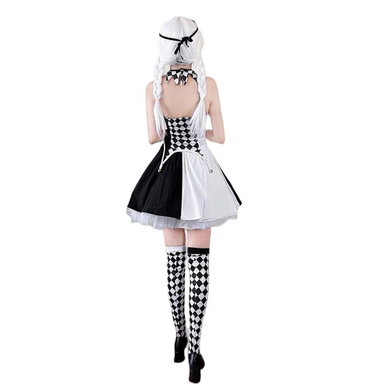 Anime Circus Clown Lolita Costumes Women Plaid Lolita Dress