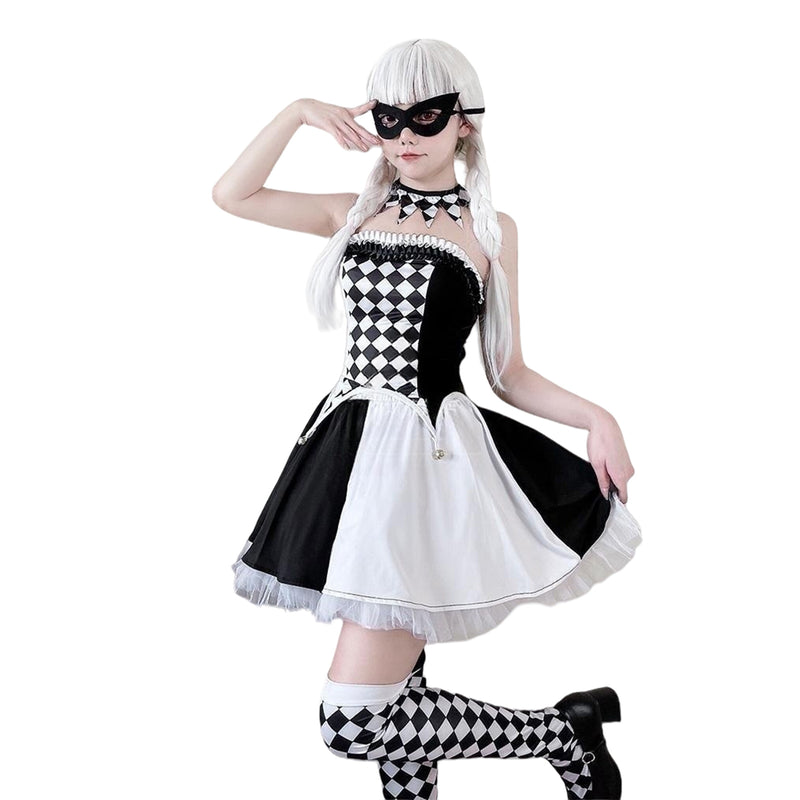 Anime Circus Clown Lolita Costumes Women Plaid Lolita Dress