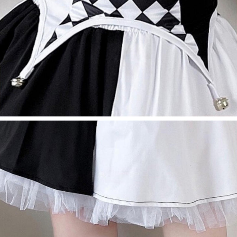 Anime Circus Clown Lolita Costumes Women Plaid Lolita Dress