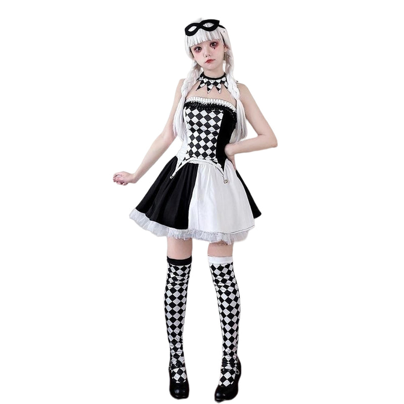 Anime Circus Clown Lolita Costumes Women Plaid Lolita Dress