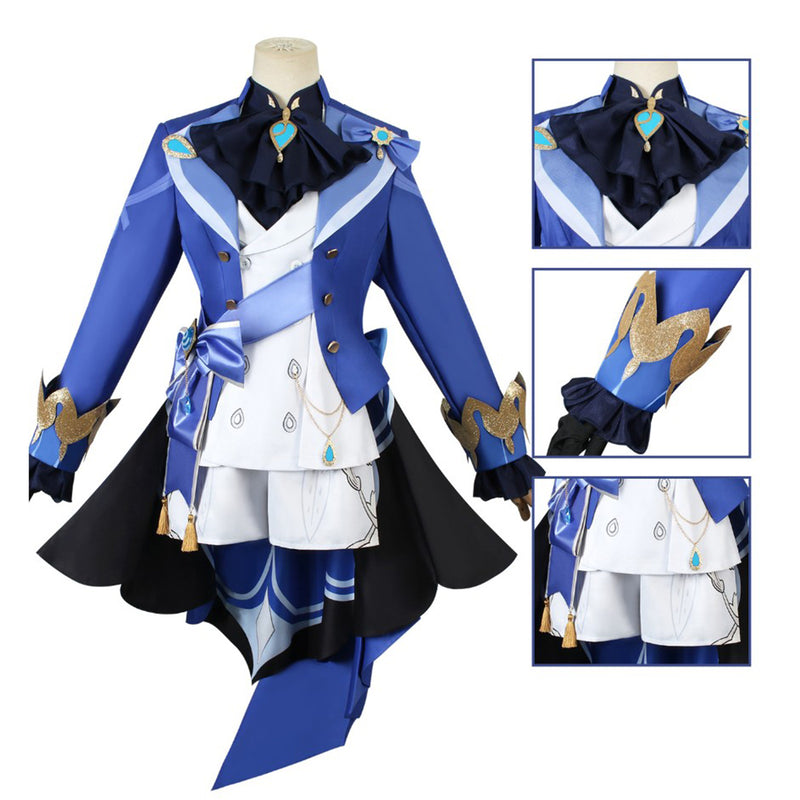 AwwwCos Anime Genshin Impact Focalors Cosplay Costume Magician Uniform Hat Halloween Outfit Suit Clothes