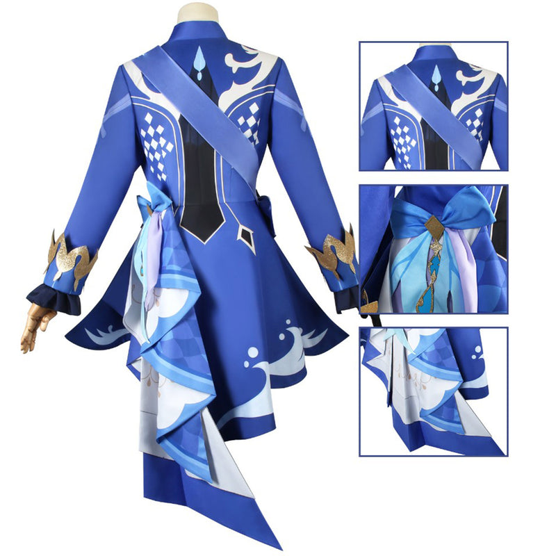 AwwwCos Anime Genshin Impact Focalors Cosplay Costume Magician Uniform Hat Halloween Outfit Suit Clothes