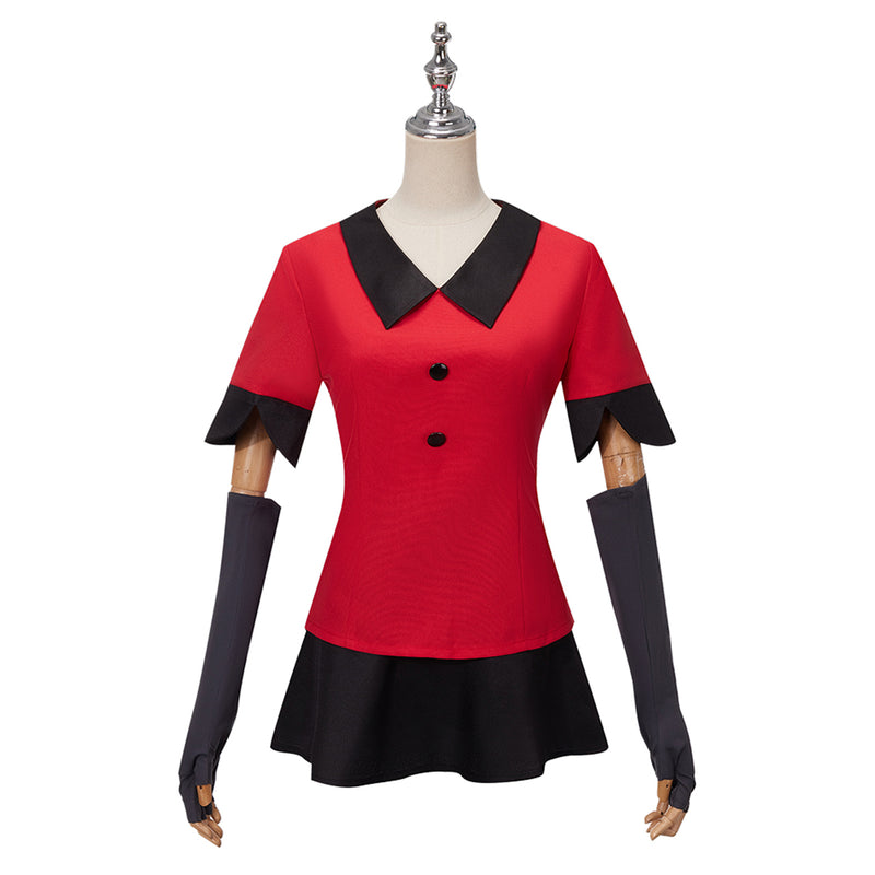 AwwwCos Anime Hazbin Hotel Vaggie Cosplay Costume Suit Shirt Tops Skirt Halloween Outfit Uniform Clothes for Women Men