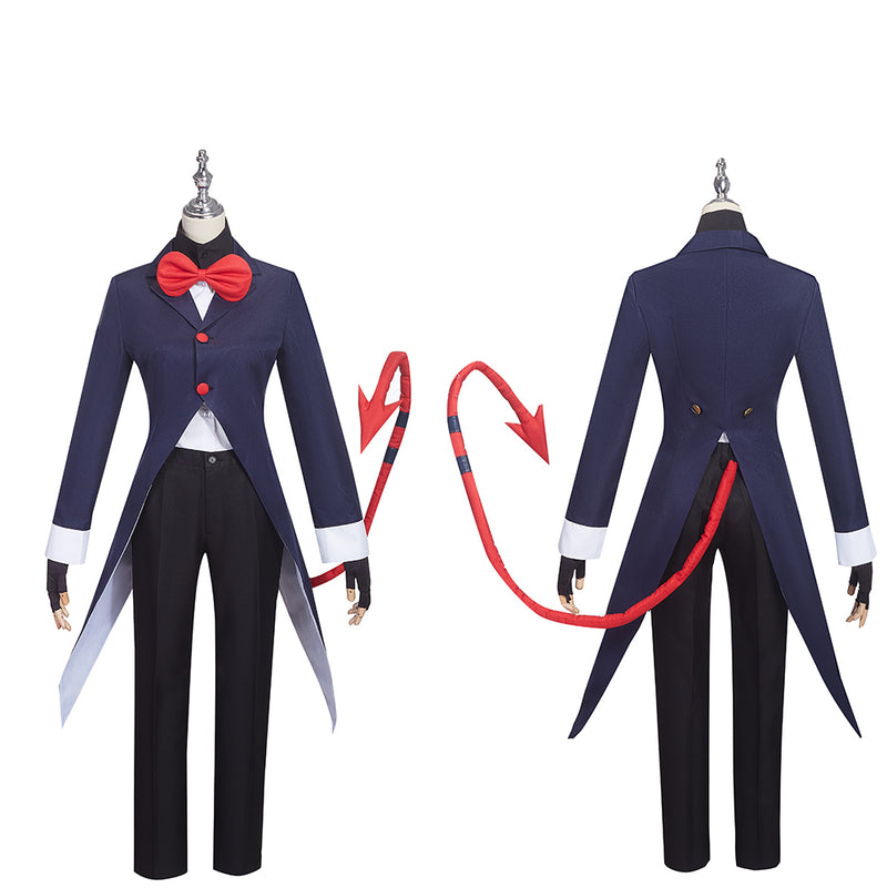 AwwwCos Anime Helluva Boss Moxxie Cosplay Costume Suit Jacket Shirt Pants Halloween Outfit with Tail Bow for Women Men