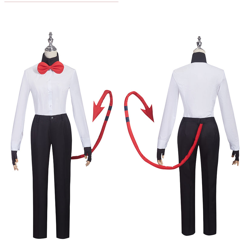 AwwwCos Anime Helluva Boss Moxxie Cosplay Costume Suit Jacket Shirt Pants Halloween Outfit with Tail Bow for Women Men