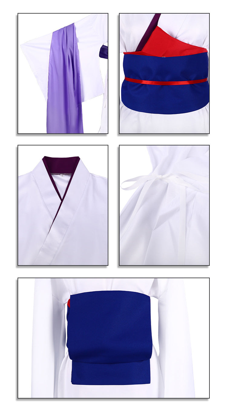 Himura Kenshin Cosplay Costume White Kimono Purple Shawl