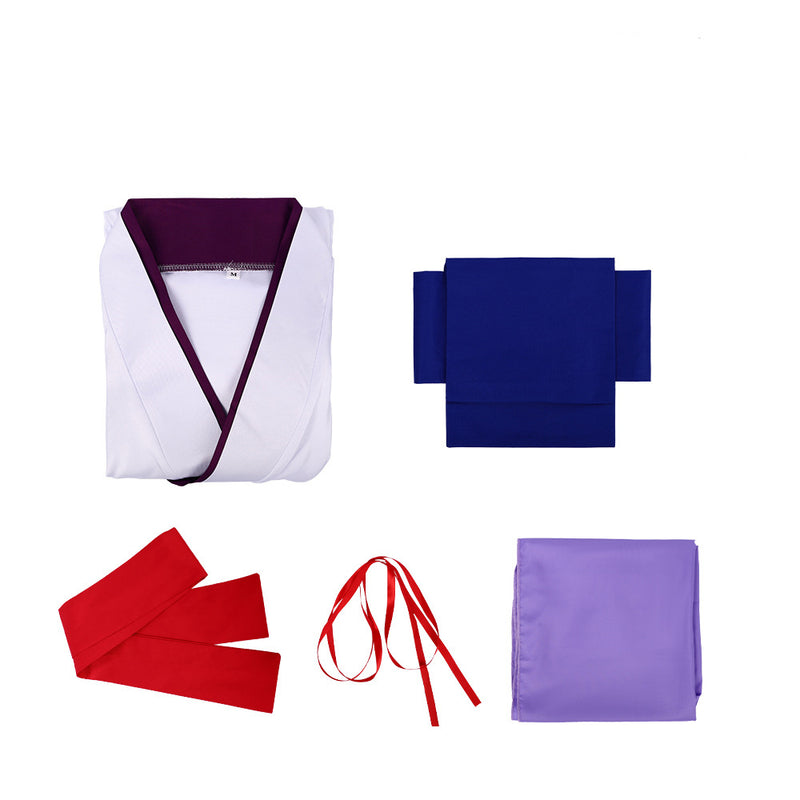 Himura Kenshin Cosplay Costume White Kimono Purple Shawl