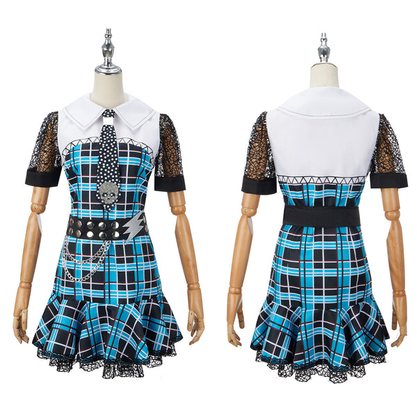 Anime Monster High Frankie Stein Cosplay Costume Girl Dress