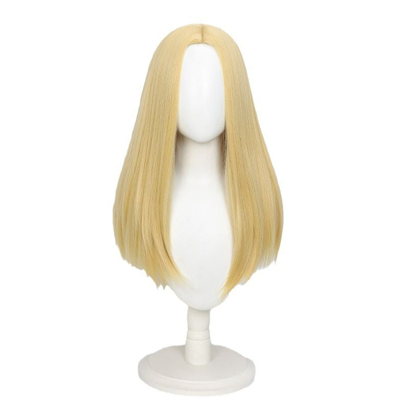 Anime Sakamoto Days Shishiba Cosplay Wig Pale Gold Straight Hair