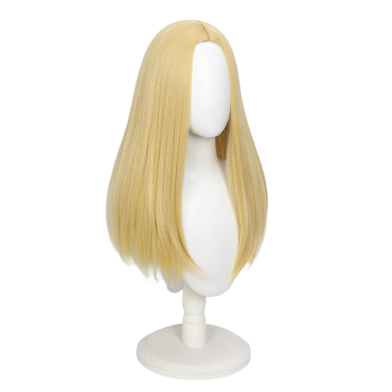 Anime Sakamoto Days Shishiba Cosplay Wig Pale Gold Straight Hair