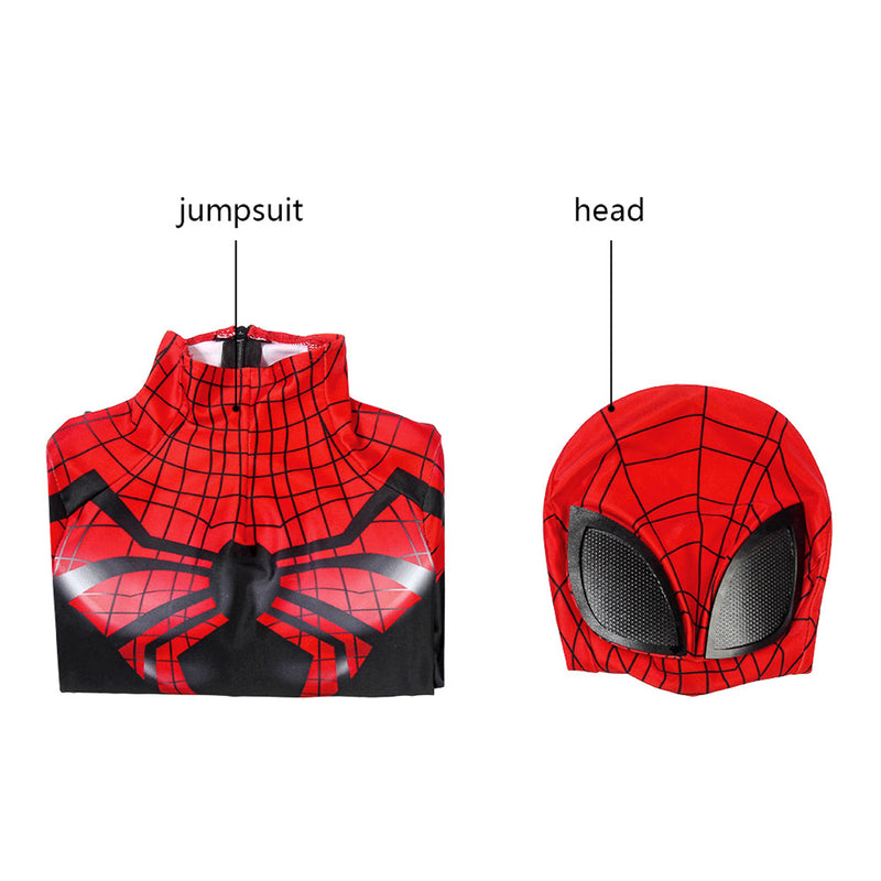 Anime Ultimate Spider-Man Cosplay Costume Kids Jumpsuit Headgear