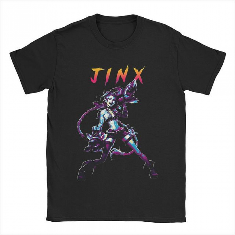 Arcane Men Women LOL Jinx Art Print Crew Neck Summer T-Shirt