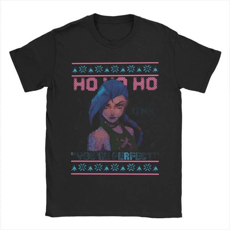 Arcane Men Women LOL Jinx Art Print Crew Neck Summer T-Shirt