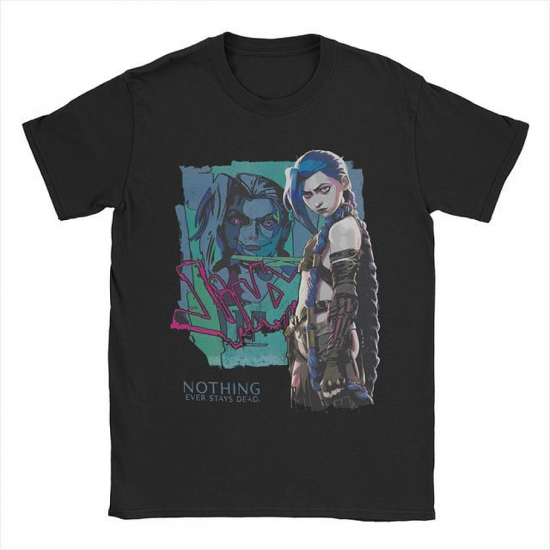 Arcane Men Women LOL Jinx Art Print Crew Neck Summer T-Shirt