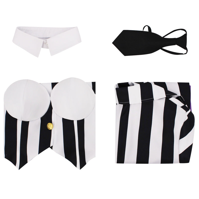 Beetlejuice Michael Keaton Cosplay Costume Female Striped Hip Hugging Dress