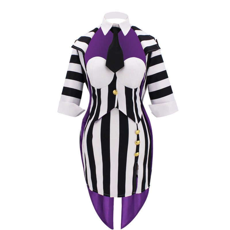 Beetlejuice Michael Keaton Cosplay Costume Female Striped Hip Hugging Dress