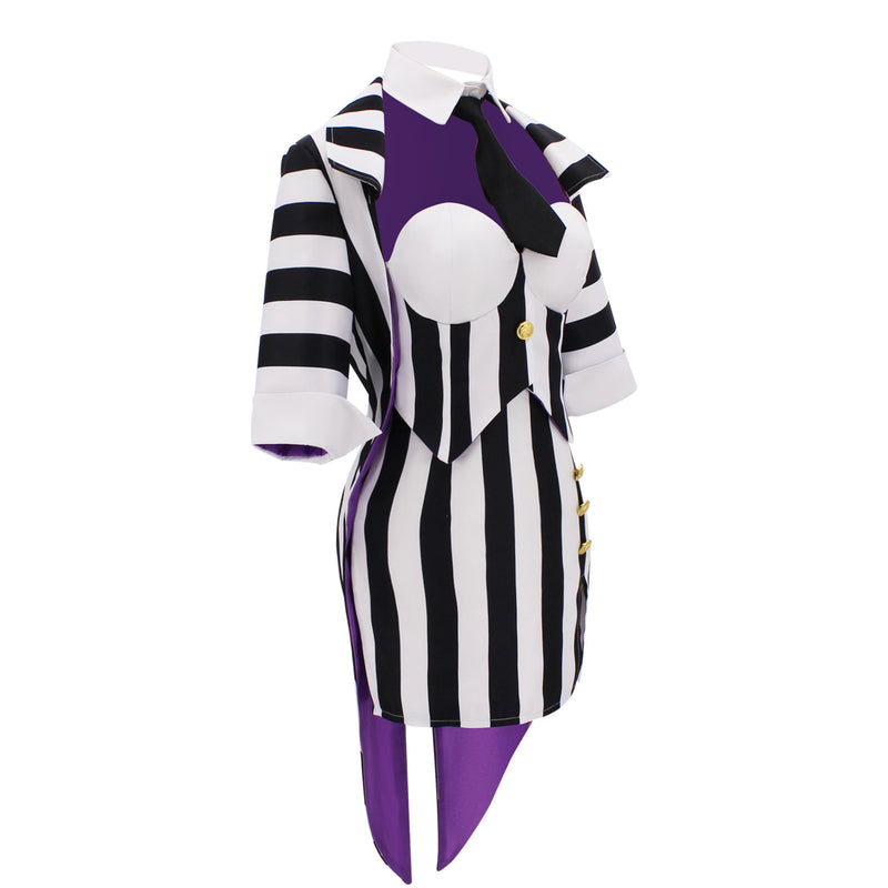 Beetlejuice Michael Keaton Cosplay Costume Female Striped Hip Hugging Dress