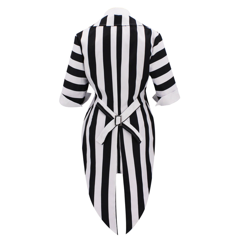 Beetlejuice Michael Keaton Cosplay Costume Female Striped Hip Hugging Dress