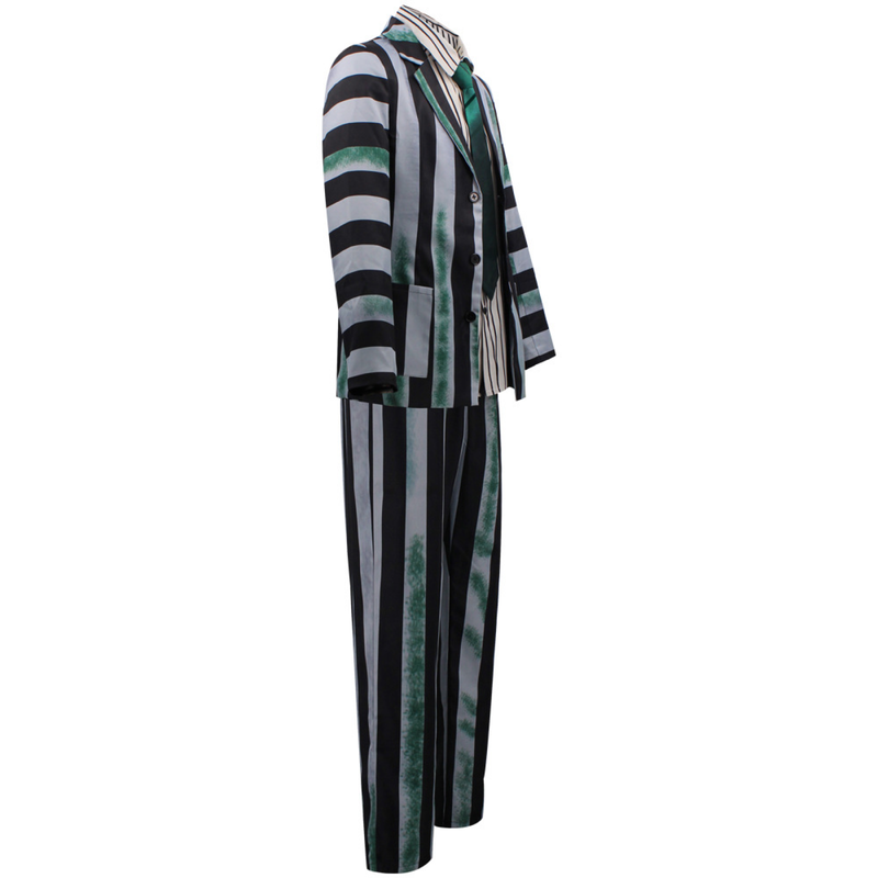 Beetlejuice Michael Keaton Cosplay Costume Horror Movie Green Suit Outfit