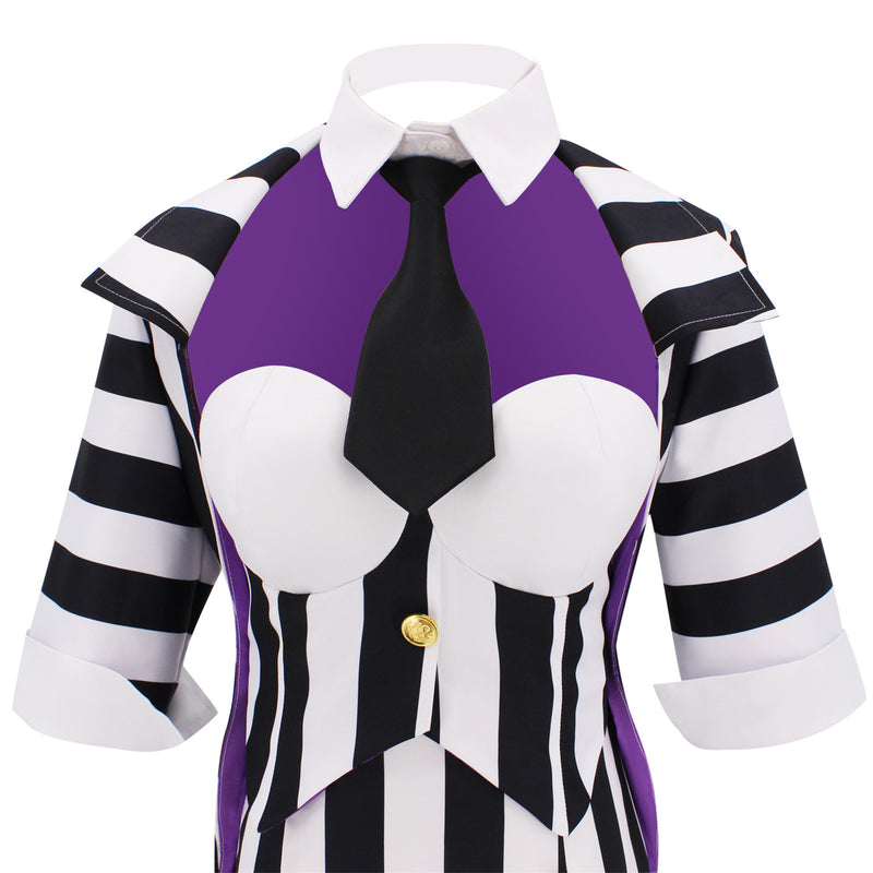 Beetlejuice Michael Keaton Cosplay Costume Female Striped Hip Hugging Dress