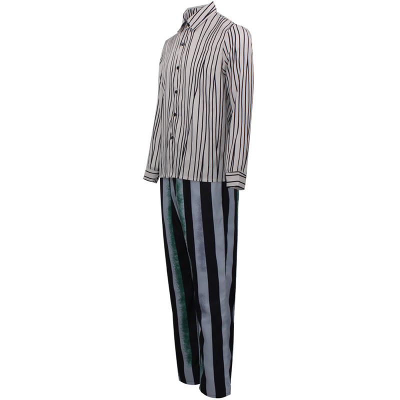 Beetlejuice Michael Keaton Cosplay Costume Horror Movie Green Suit Outfit