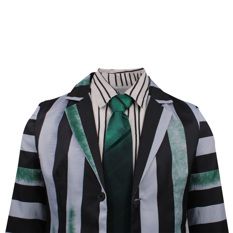 Beetlejuice Michael Keaton Cosplay Costume Horror Movie Green Suit Outfit