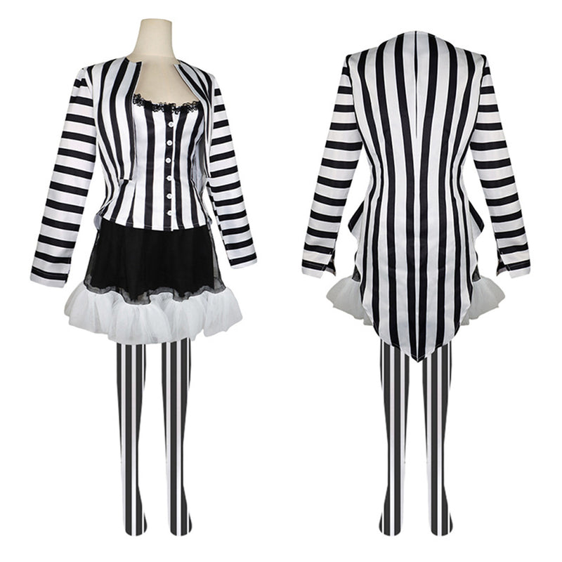 Beetlejuice Costume Black and White Striped Couple Clothing Michael Keaton Suits