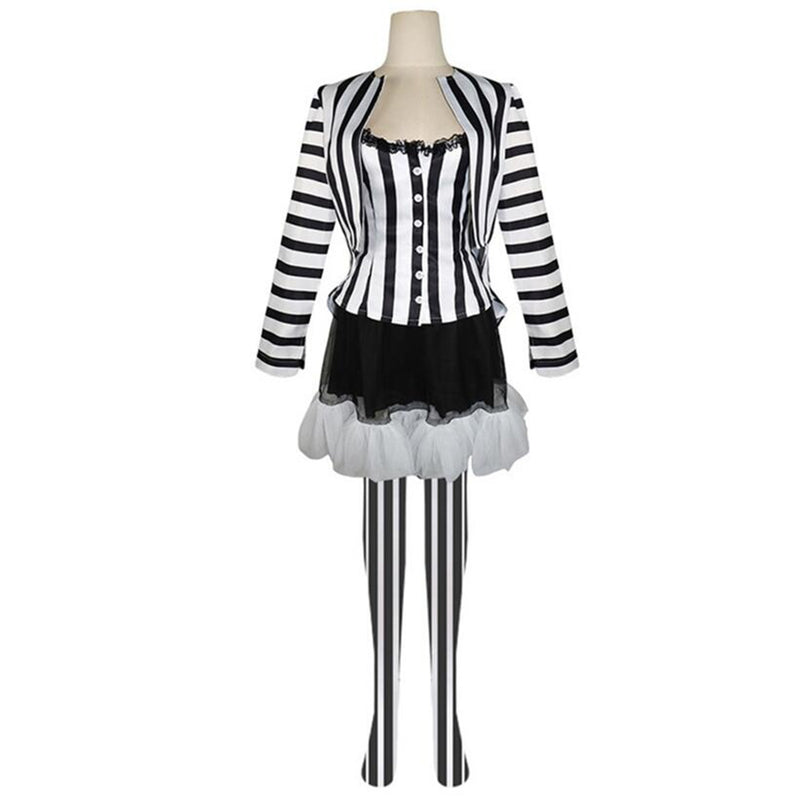 Beetlejuice Costume Black and White Striped Couple Clothing Michael Keaton Suits