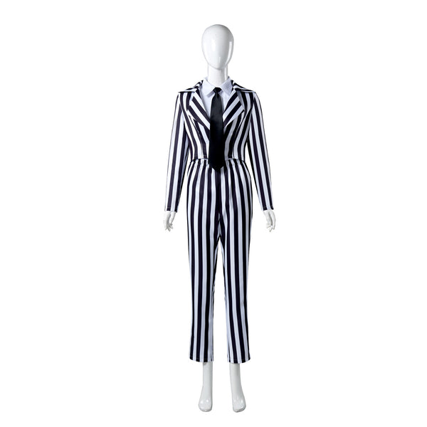 Beetlejuice Women Striped Suit Cosplay Costume Formal Attire