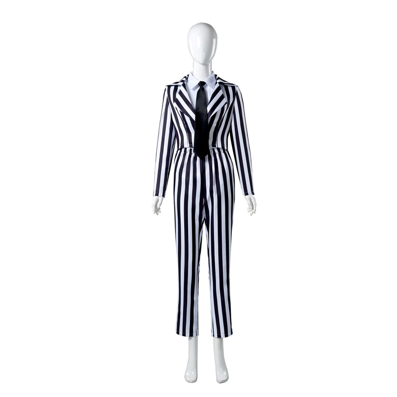 Beetlejuice Women Striped Suit Cosplay Costume Formal Attire